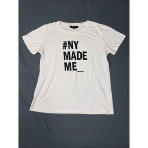 DKNY Stories Women’s Graphic Print   Cotton Short Sleeve White T-Shirt -Small